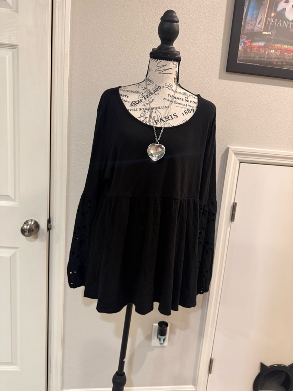 torrid Black Eyelet Sleeve Peplum Top